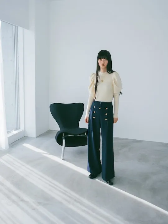 Gather Sleeve Knit Top