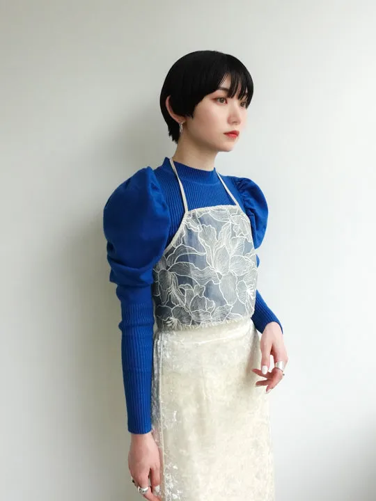 Gather Sleeve Knit Top