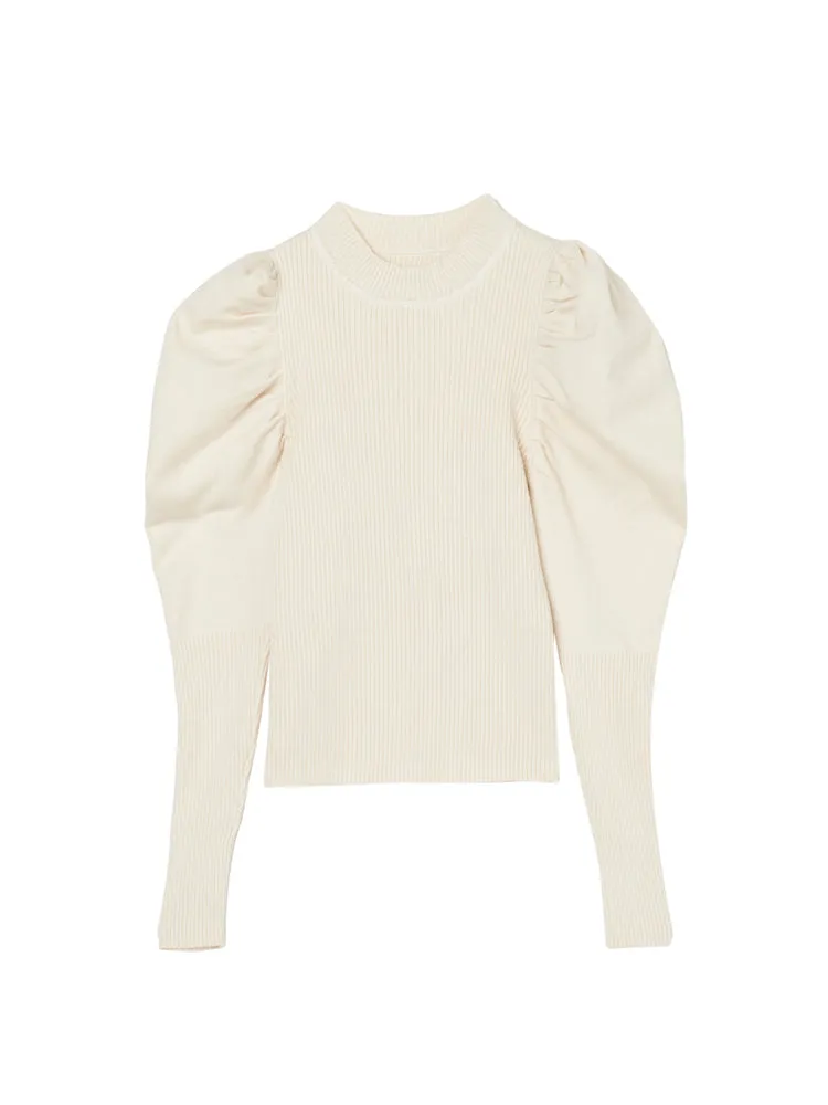 Gather Sleeve Knit Top