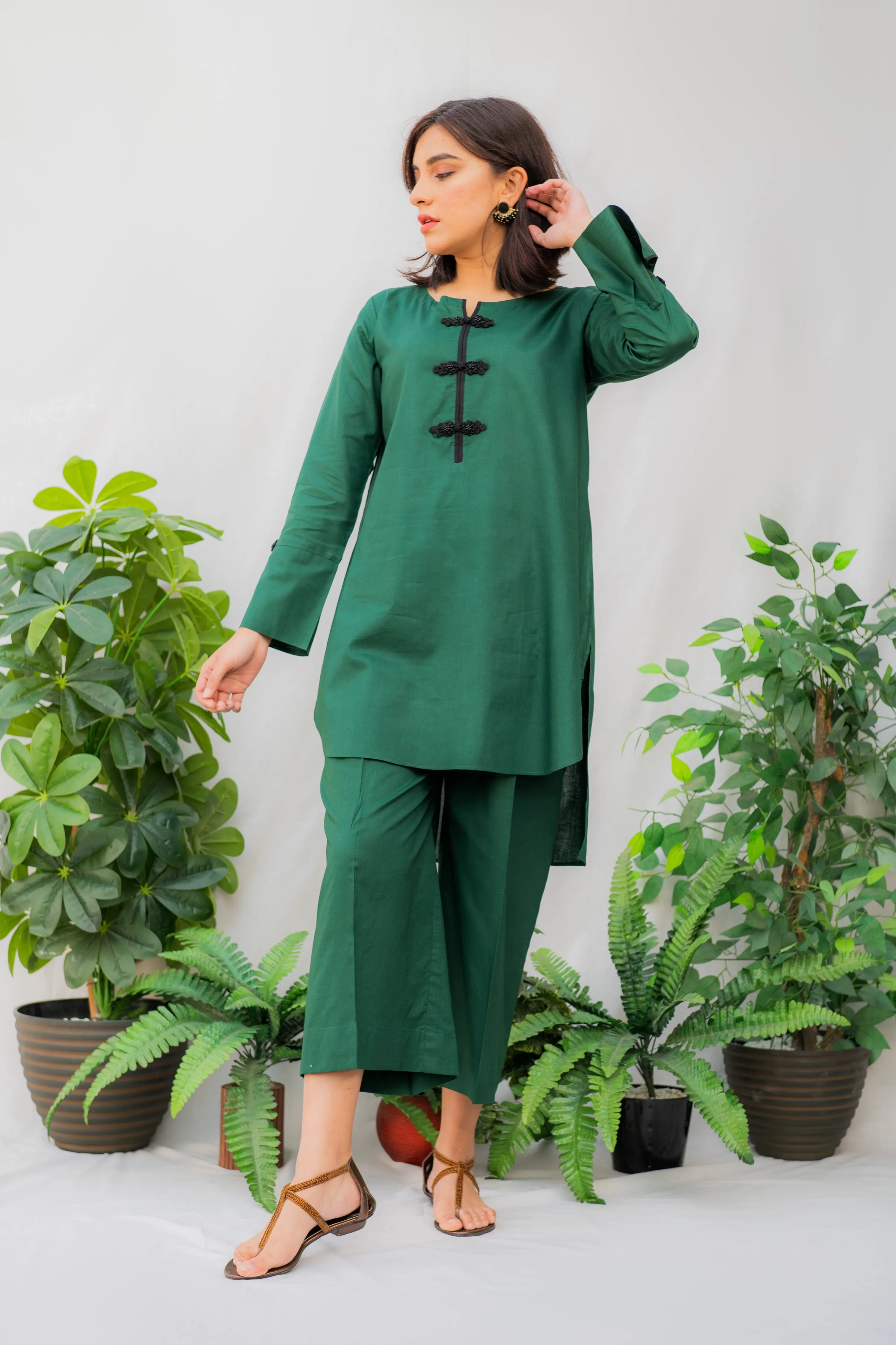 Green Solid Co-ord Set