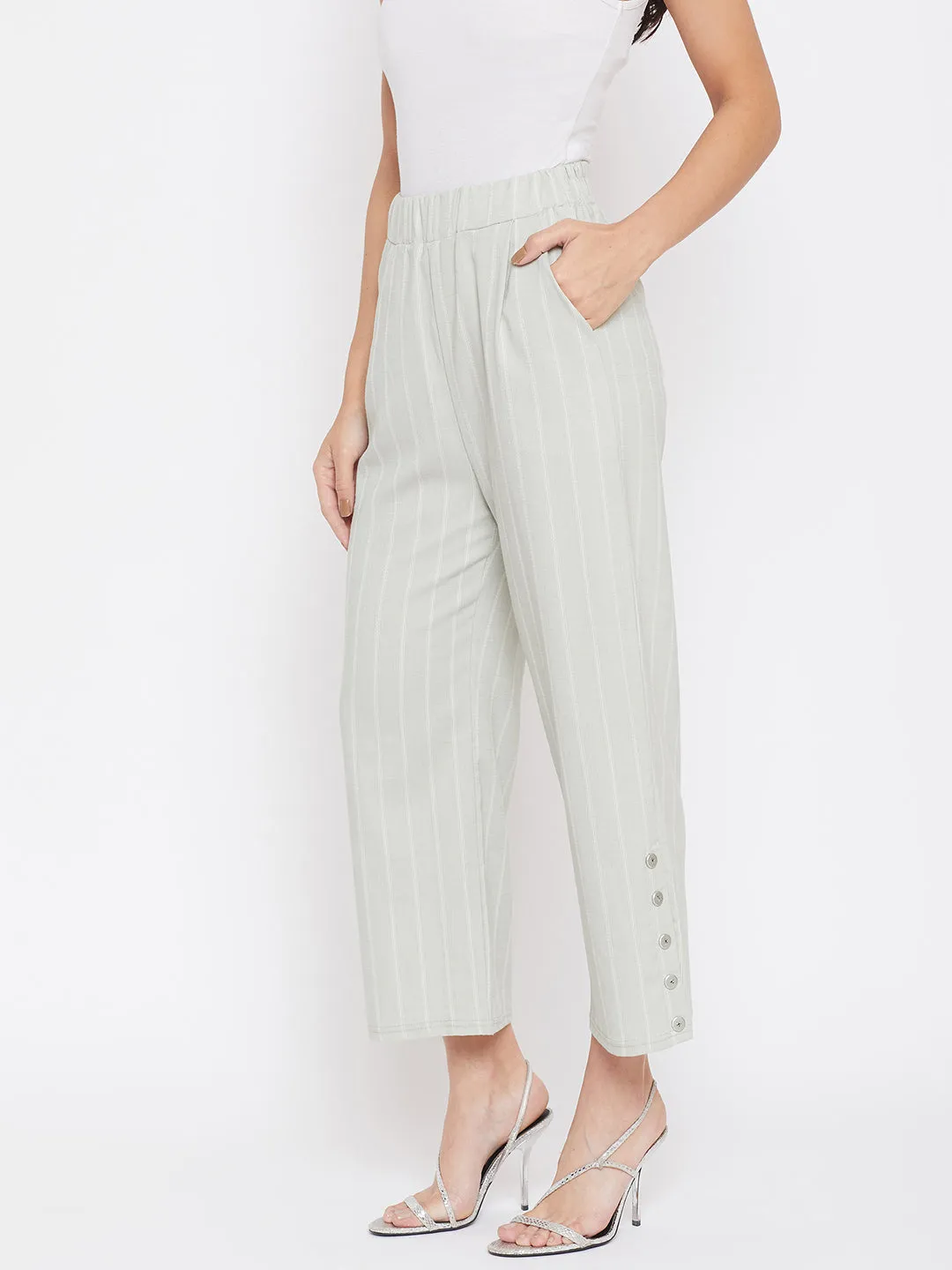Grey Striped Culottes