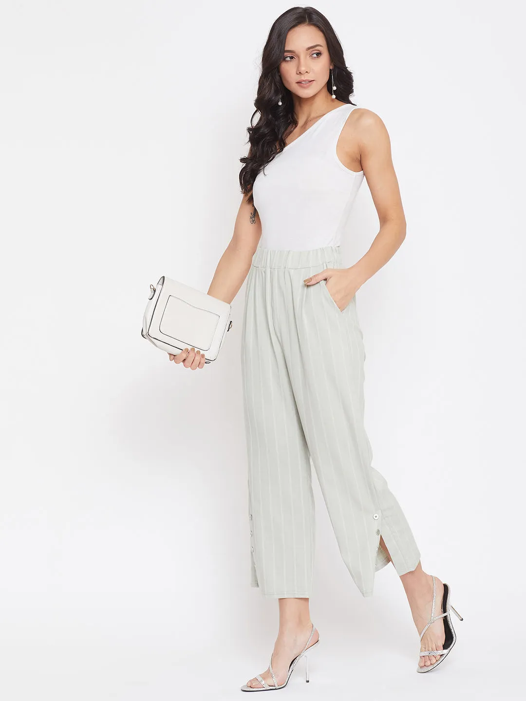 Grey Striped Culottes