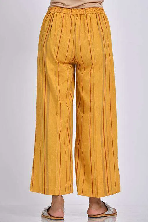 Handloom Culottes with Pleats in Mustard
