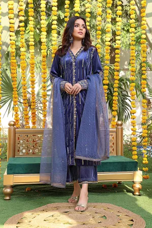 Handwork Embroidered Velvet 3pc Suit | ZEENAT | S202222