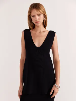 Kaia Knit Tunic Top Black