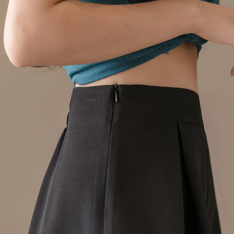 Korean High Waist Wide Leg Shorts Women Student Summer Black Slim Look A-Line Chiffon Culottes Casual Outdoor Shorts