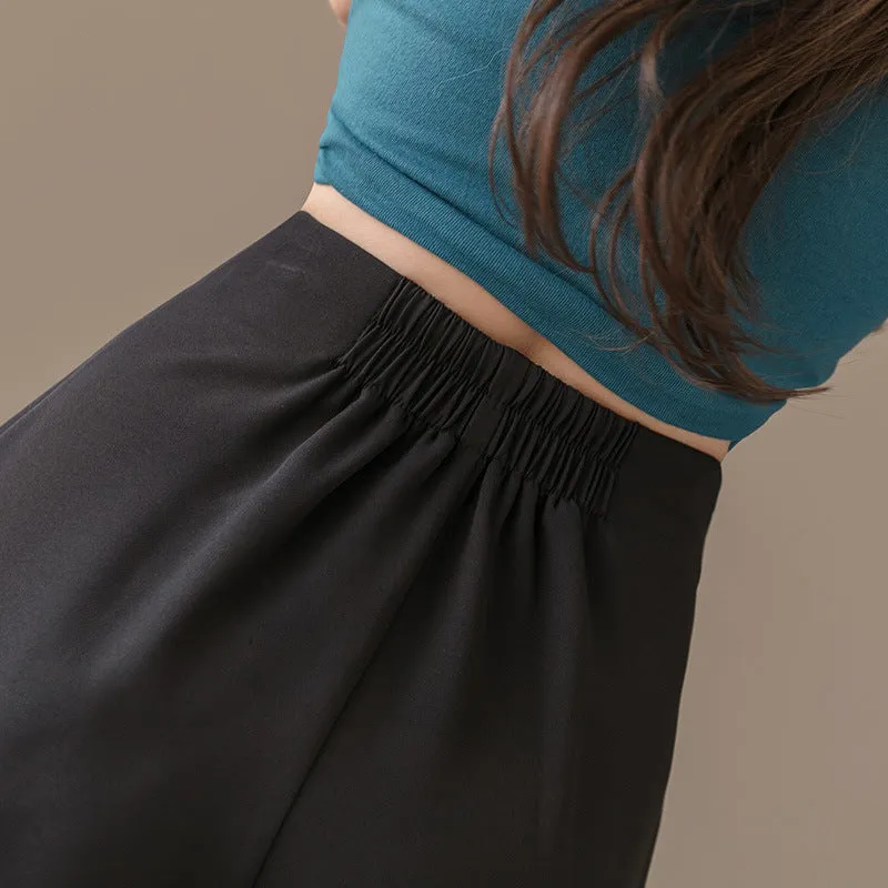 Korean High Waist Wide Leg Shorts Women Student Summer Black Slim Look A-Line Chiffon Culottes Casual Outdoor Shorts