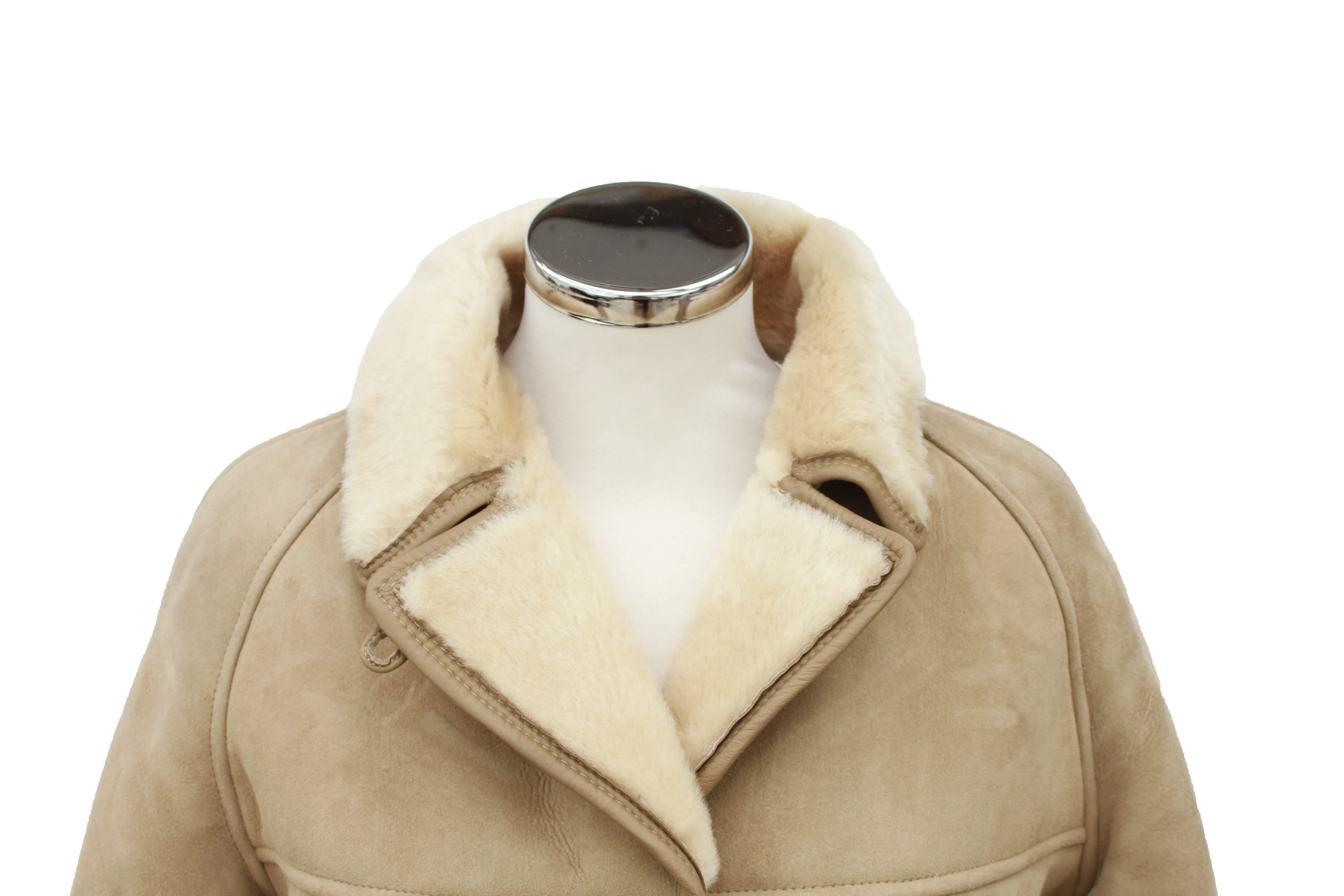 Ladies April Suede Sheepskin Coat - Mushroom
