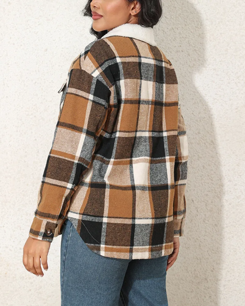 Lapel Plus Velvet Thick Plaid Jacket Wool Teddy Coat