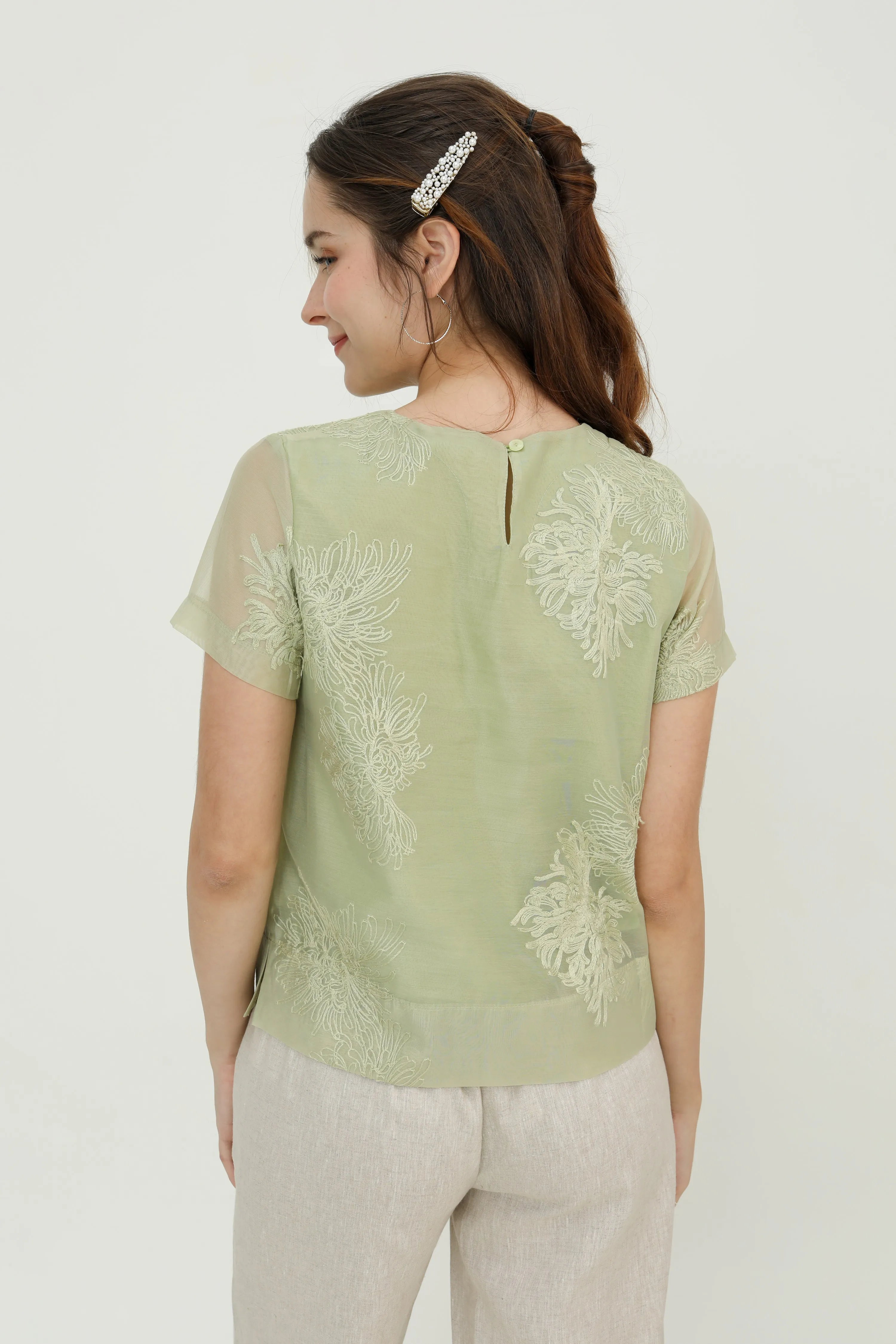 Light Jade Chiffon Women Blouse