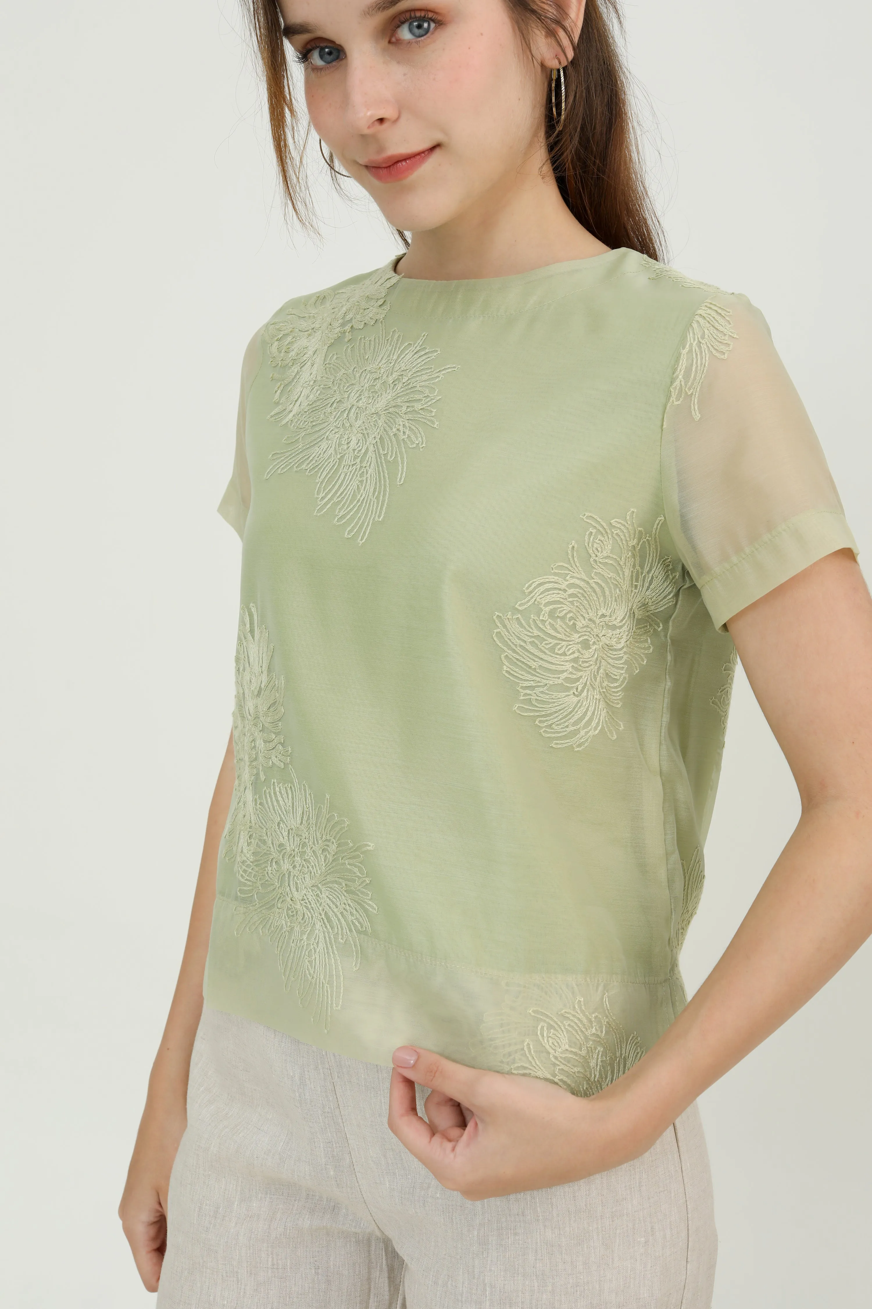 Light Jade Chiffon Women Blouse