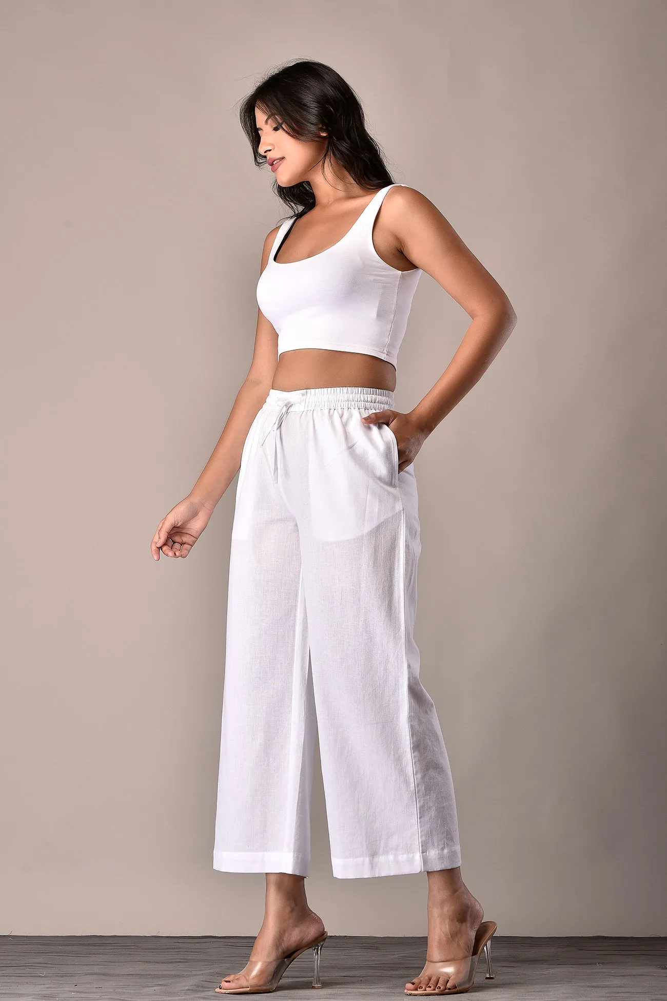 Linen-Cotton Culottes White