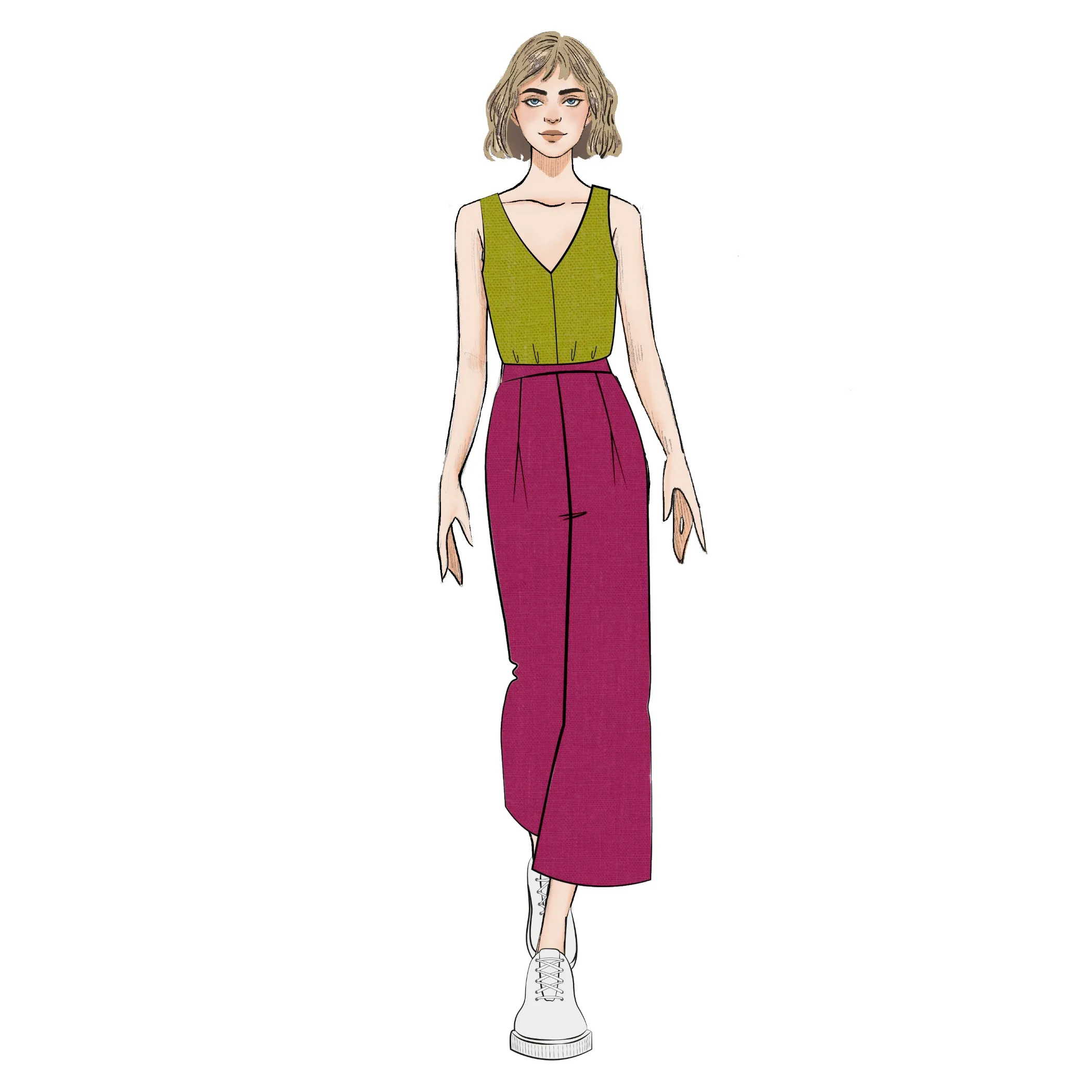 Linen Culottes - Magenta