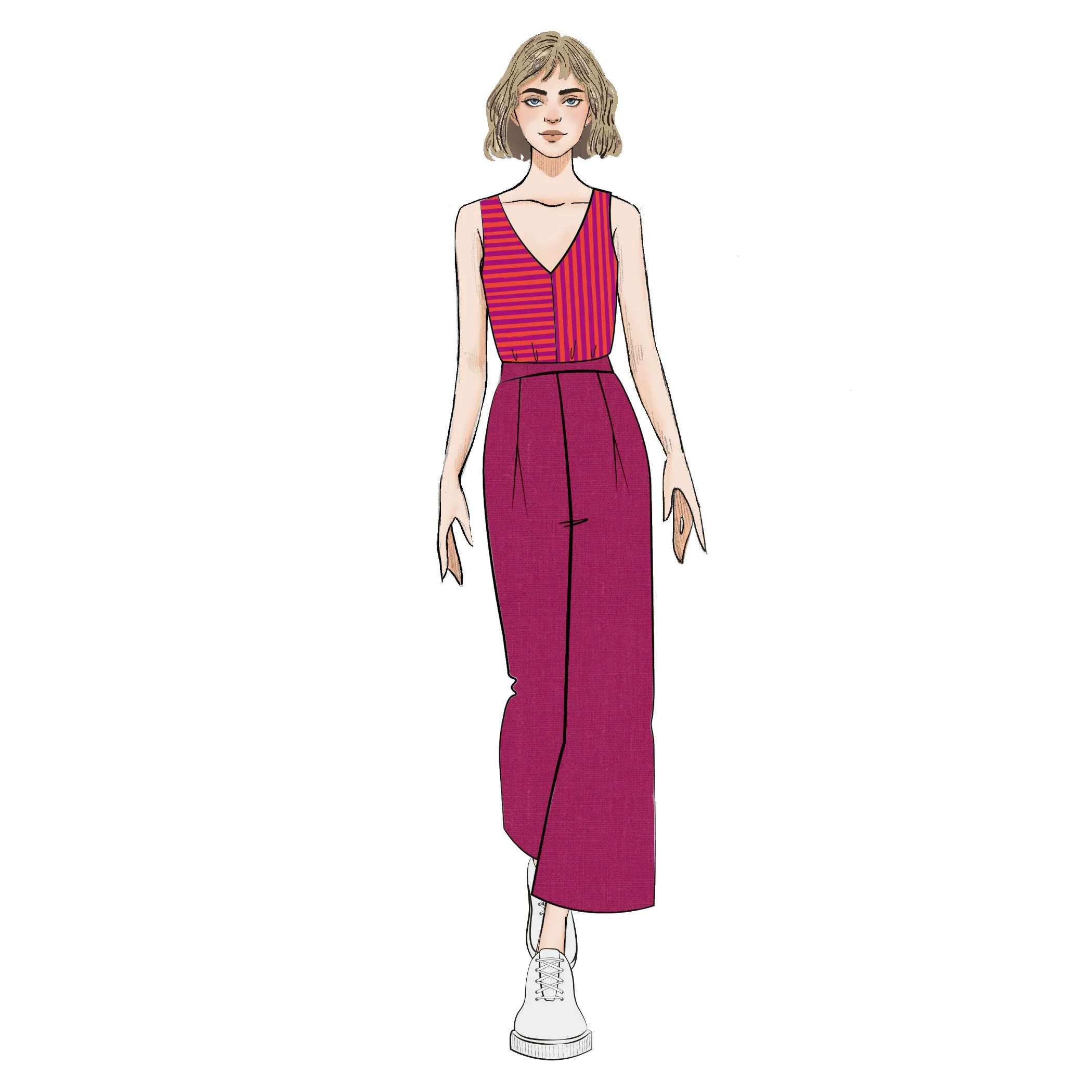 Linen Culottes - Magenta
