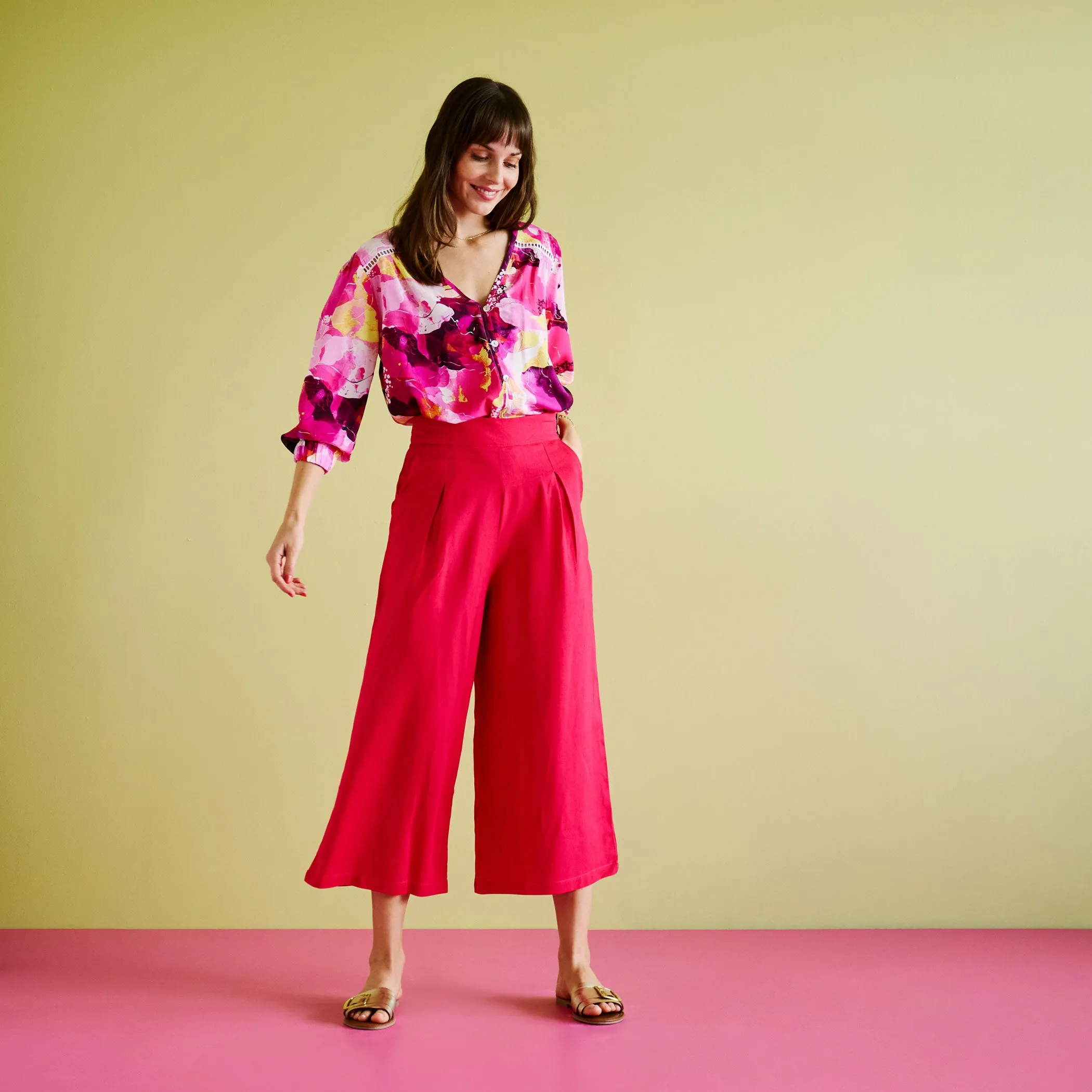 Linen Culottes - Magenta