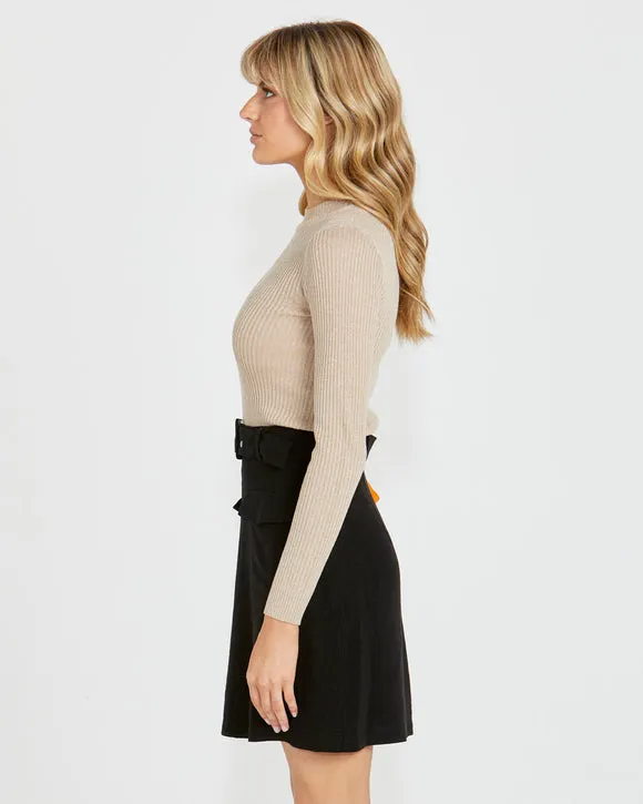 MADELINE LUREX KNIT TOP - CREAM GOLD
