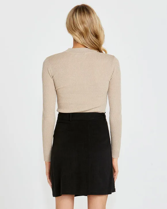 MADELINE LUREX KNIT TOP - CREAM GOLD
