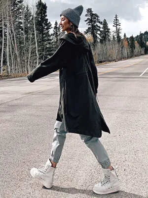 MISCHIEF LONGLINE TRENCH COAT WITH HOOD
