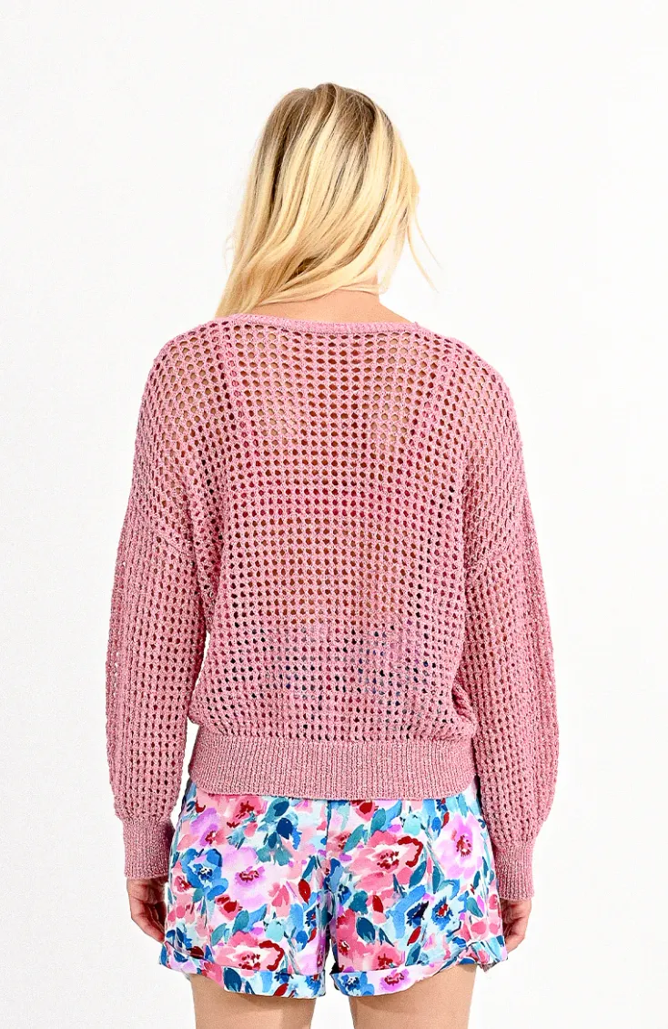 Open Weave V-neck Knit Sweater