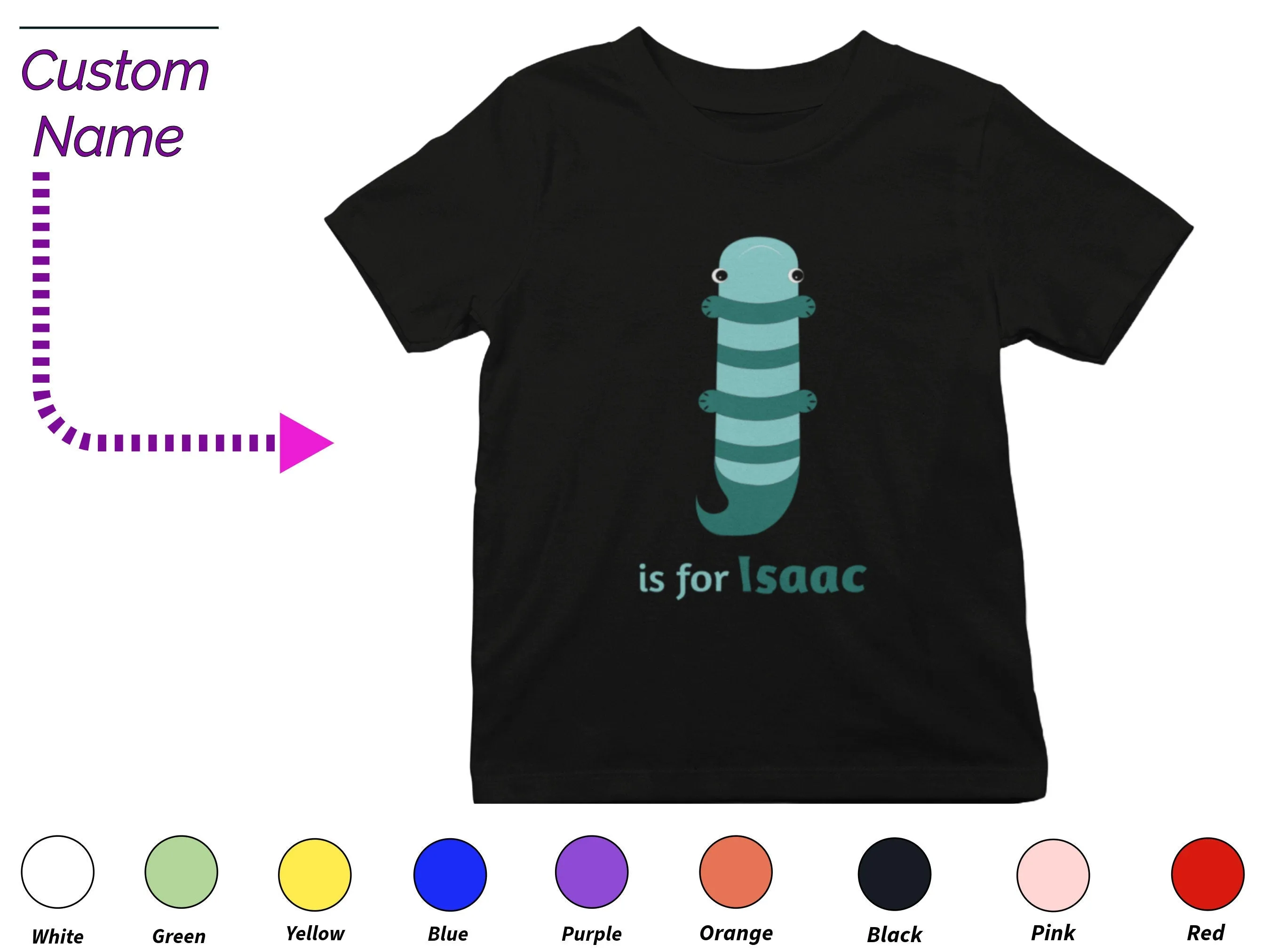 Personalized Kids Tshirt Gift For Toddler Girls with Letter I On Shirt