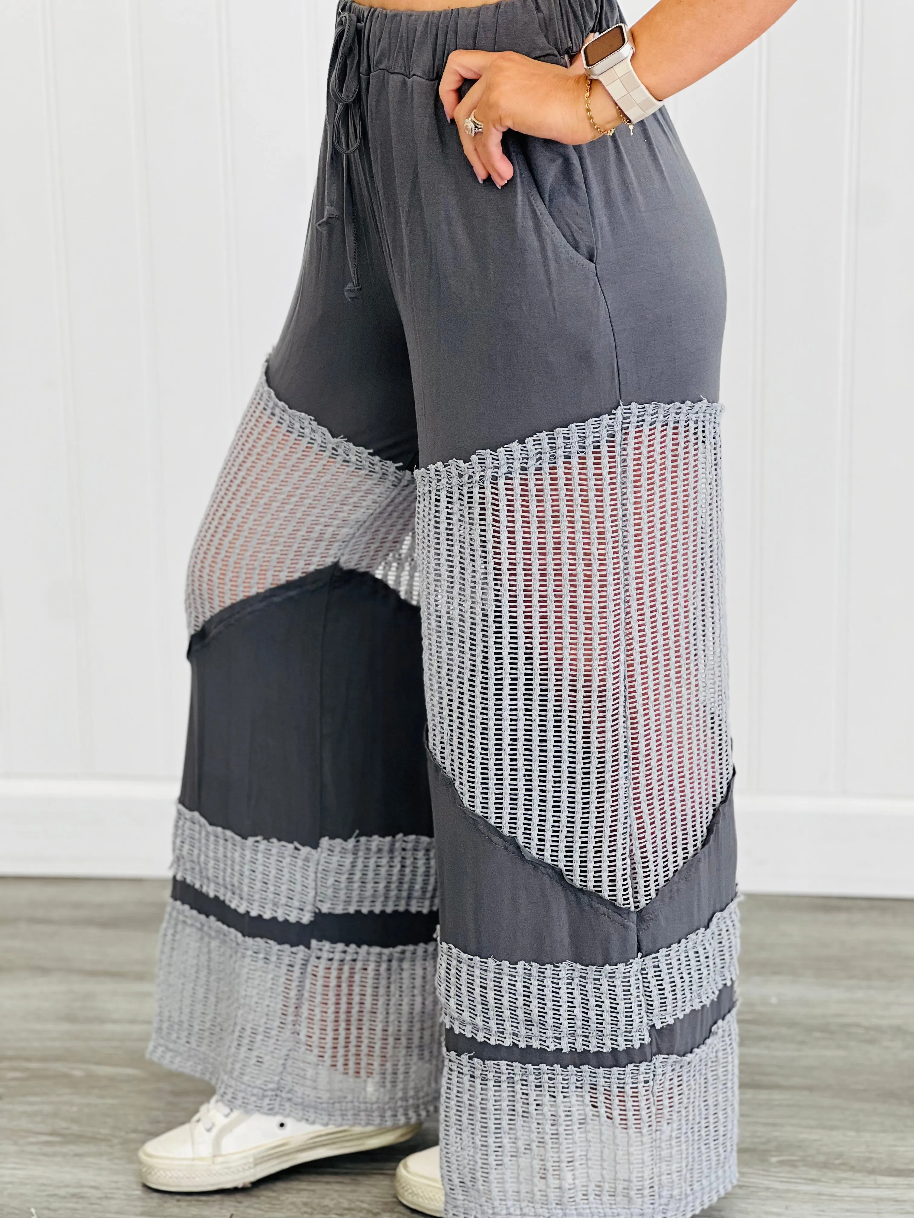POL Iron Grey Contrast See Through Culottes Pants (Reg.)