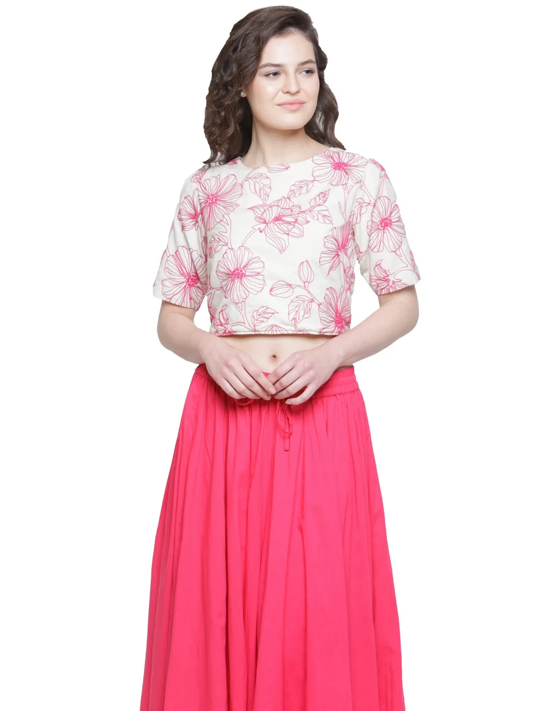 SALE- DORI EMBROIDERY CROP TOP MAGENTA