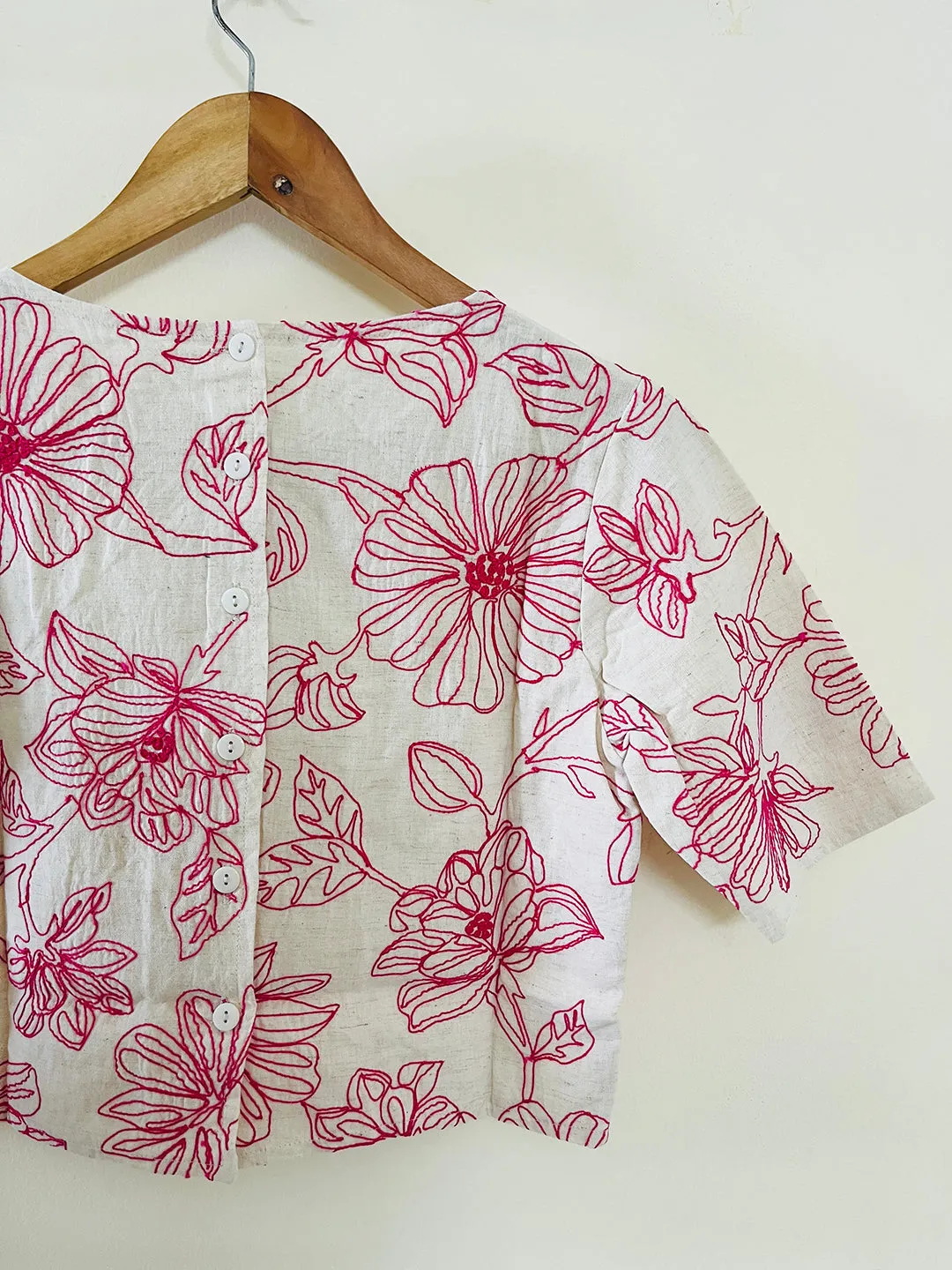 SALE- DORI EMBROIDERY CROP TOP MAGENTA