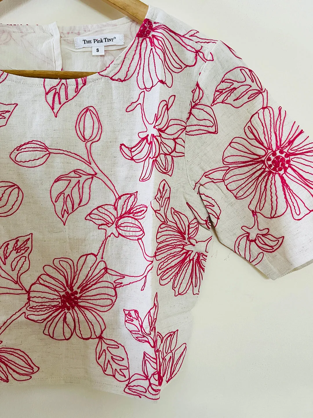 SALE- DORI EMBROIDERY CROP TOP MAGENTA