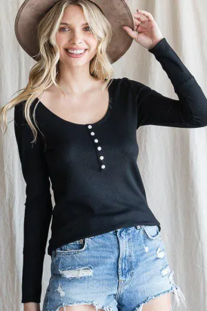 Scoop Neck Thermal Knit Top