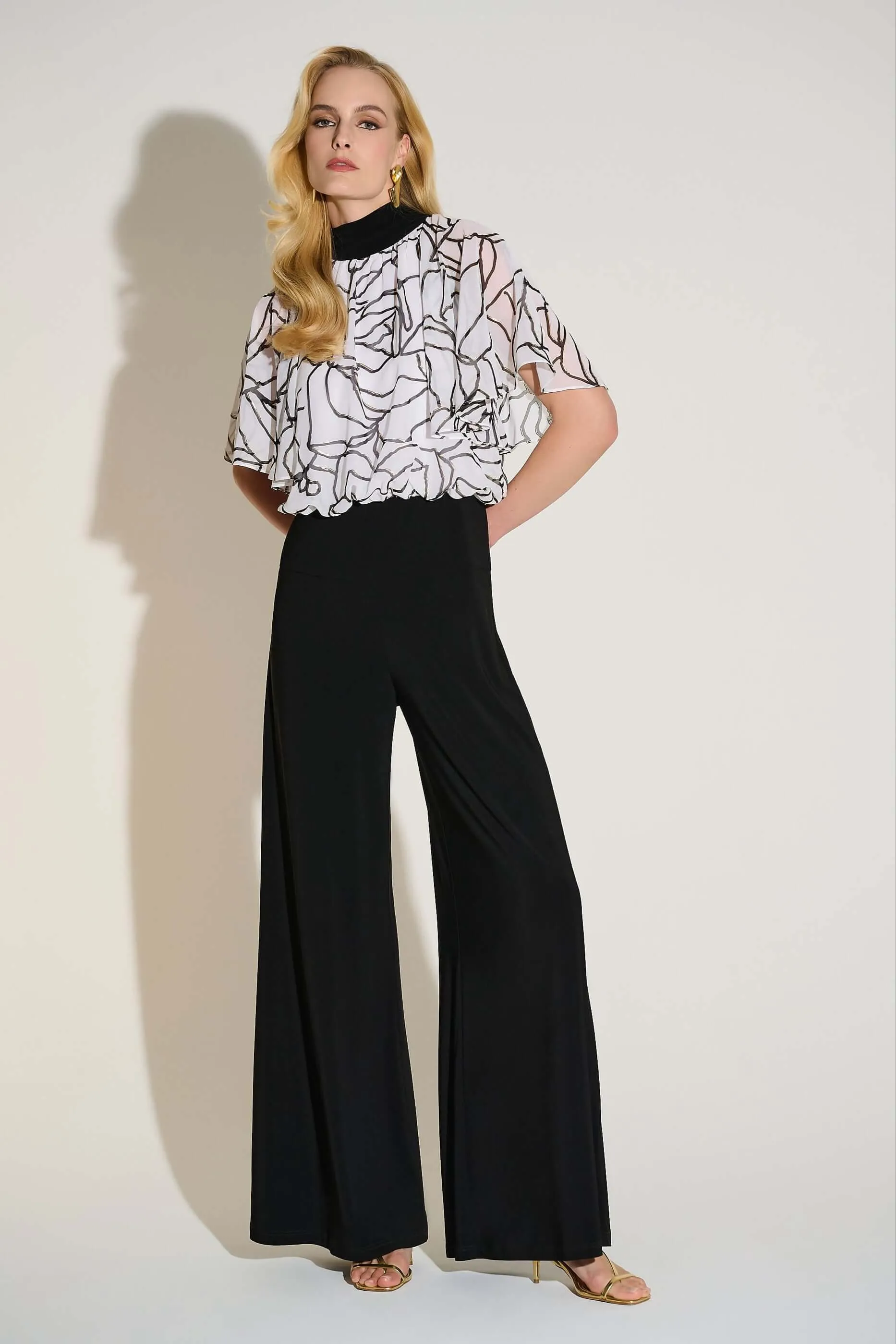 Signature by Joseph Ribkoff Elegant Jumpsuit in Black Vanilla 253733