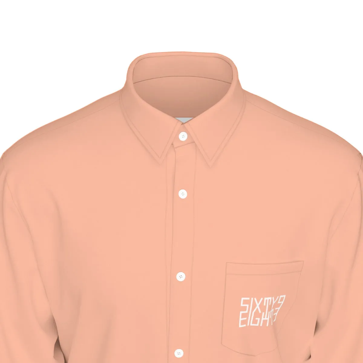 Sixty Eight 93 Logo White Peach Men's Cotton Long Sleeve Shirt