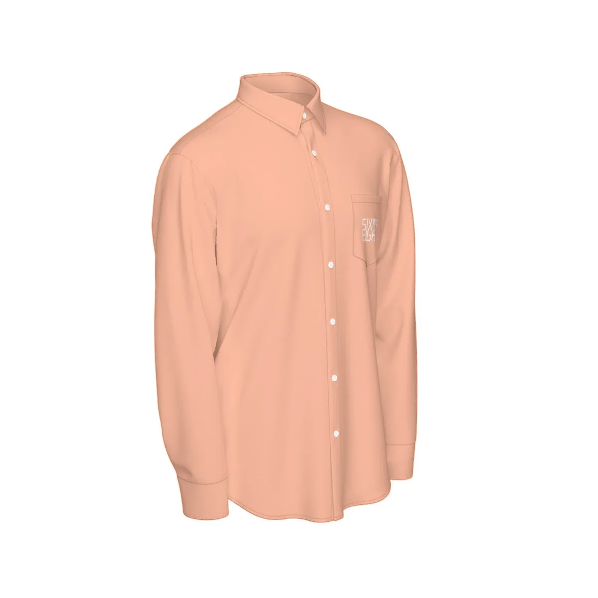 Sixty Eight 93 Logo White Peach Men's Cotton Long Sleeve Shirt
