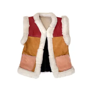 STEPPE kids' gilet M / Berry, Tan   Pink