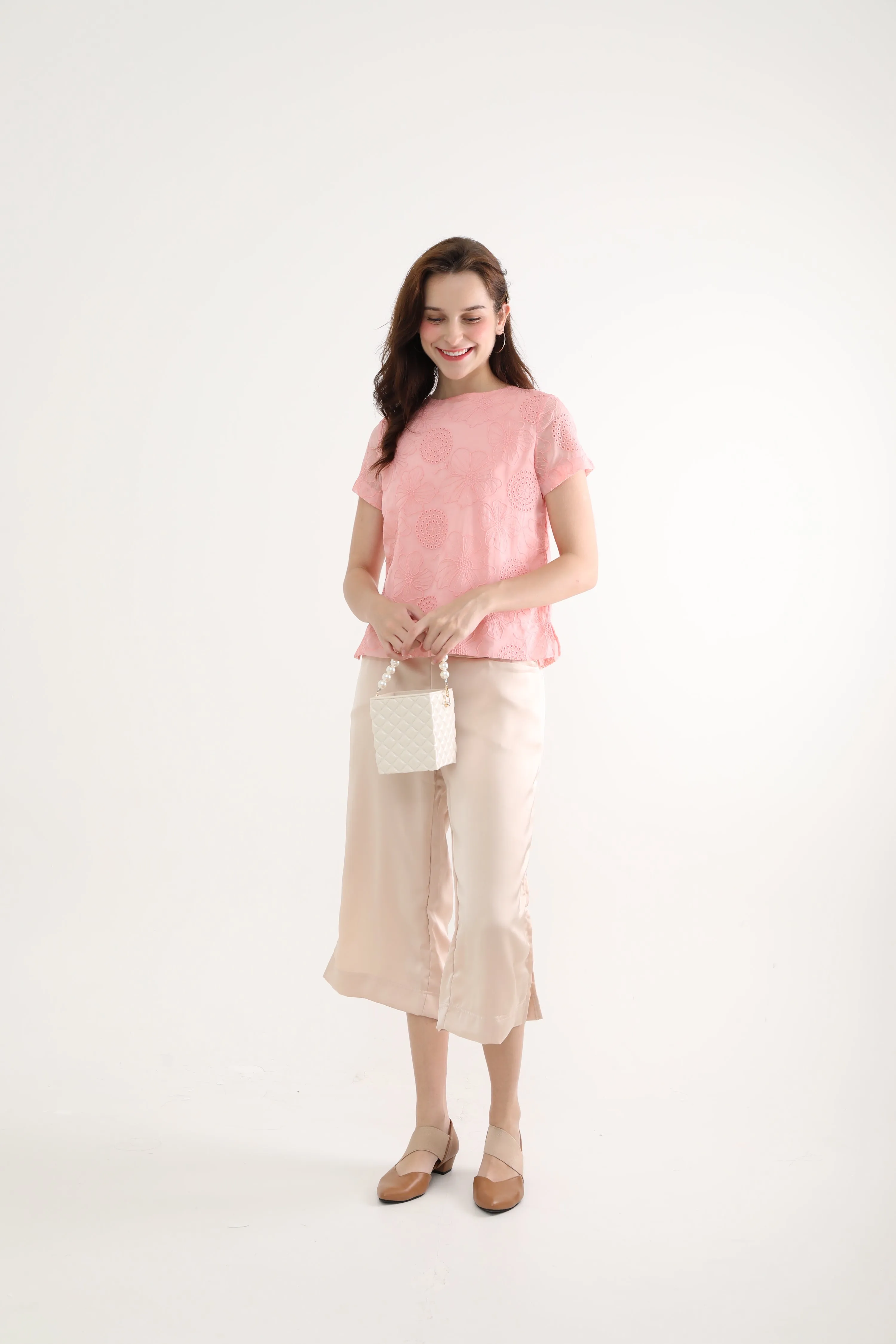 Sweet Pink Chiffon Women Blouse