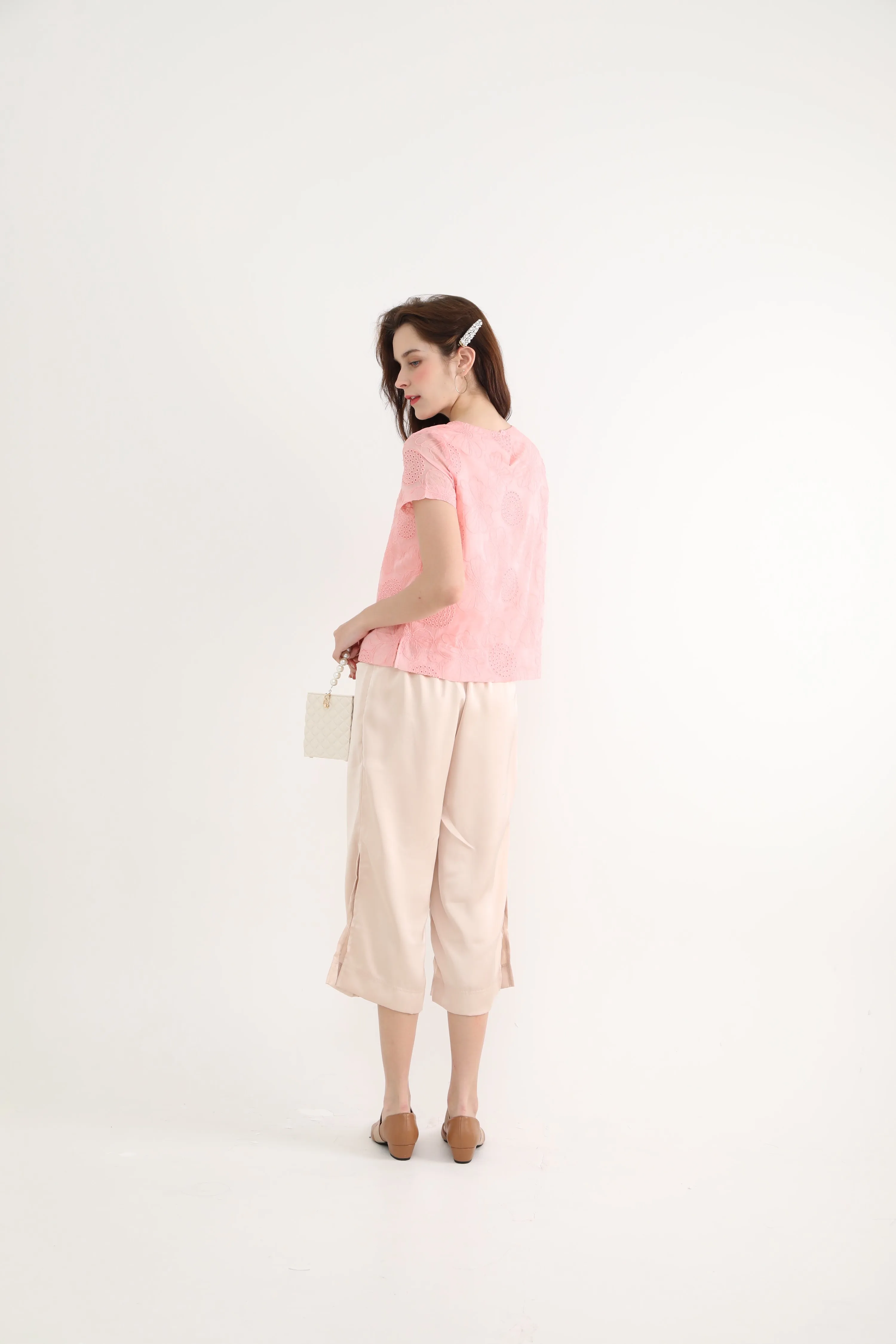 Sweet Pink Chiffon Women Blouse