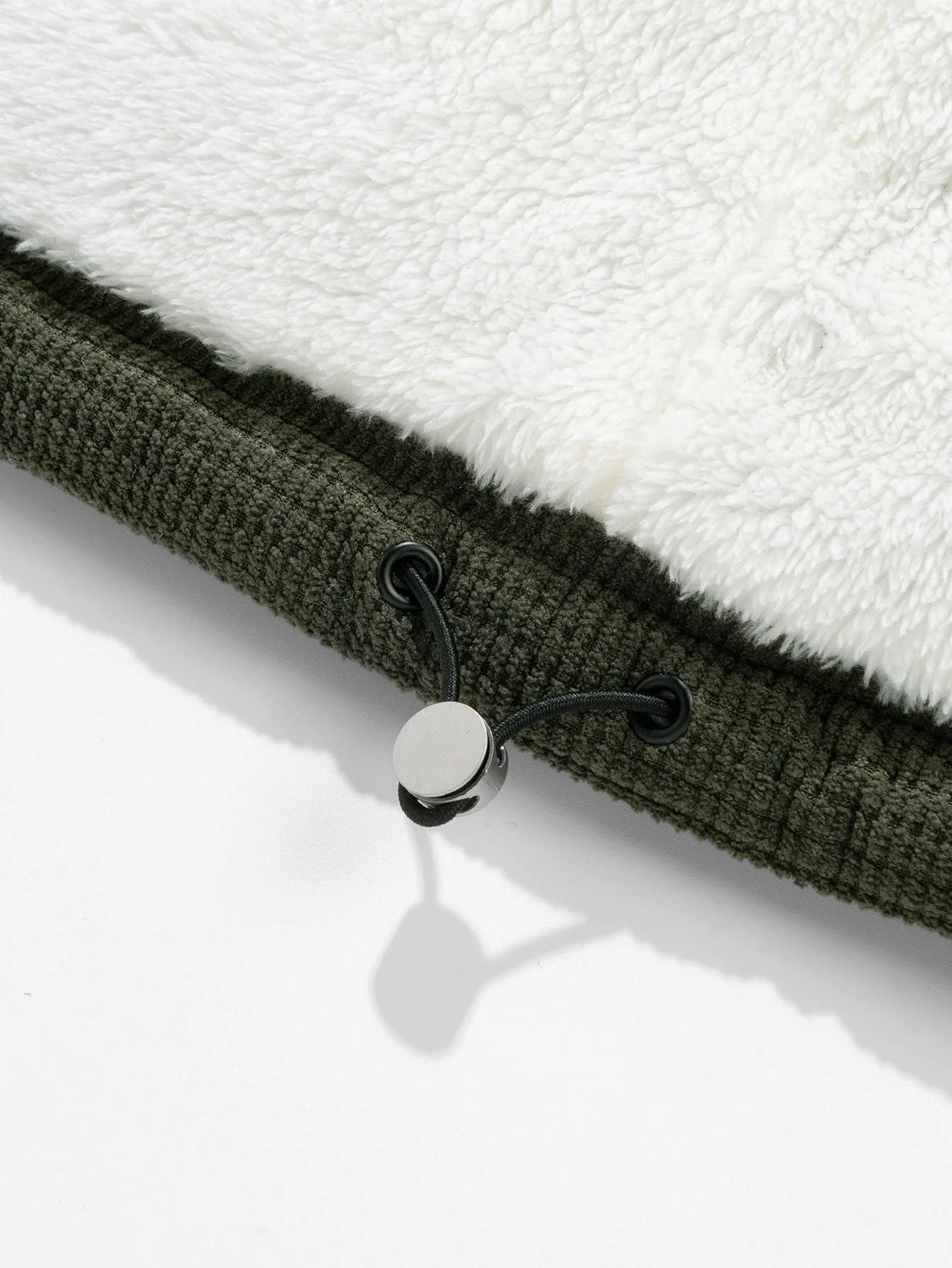 Teddy Lined Corduroy Hooded Puffer Coat