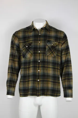 Two pocket flannel shirt - Brown, blue and black check - L