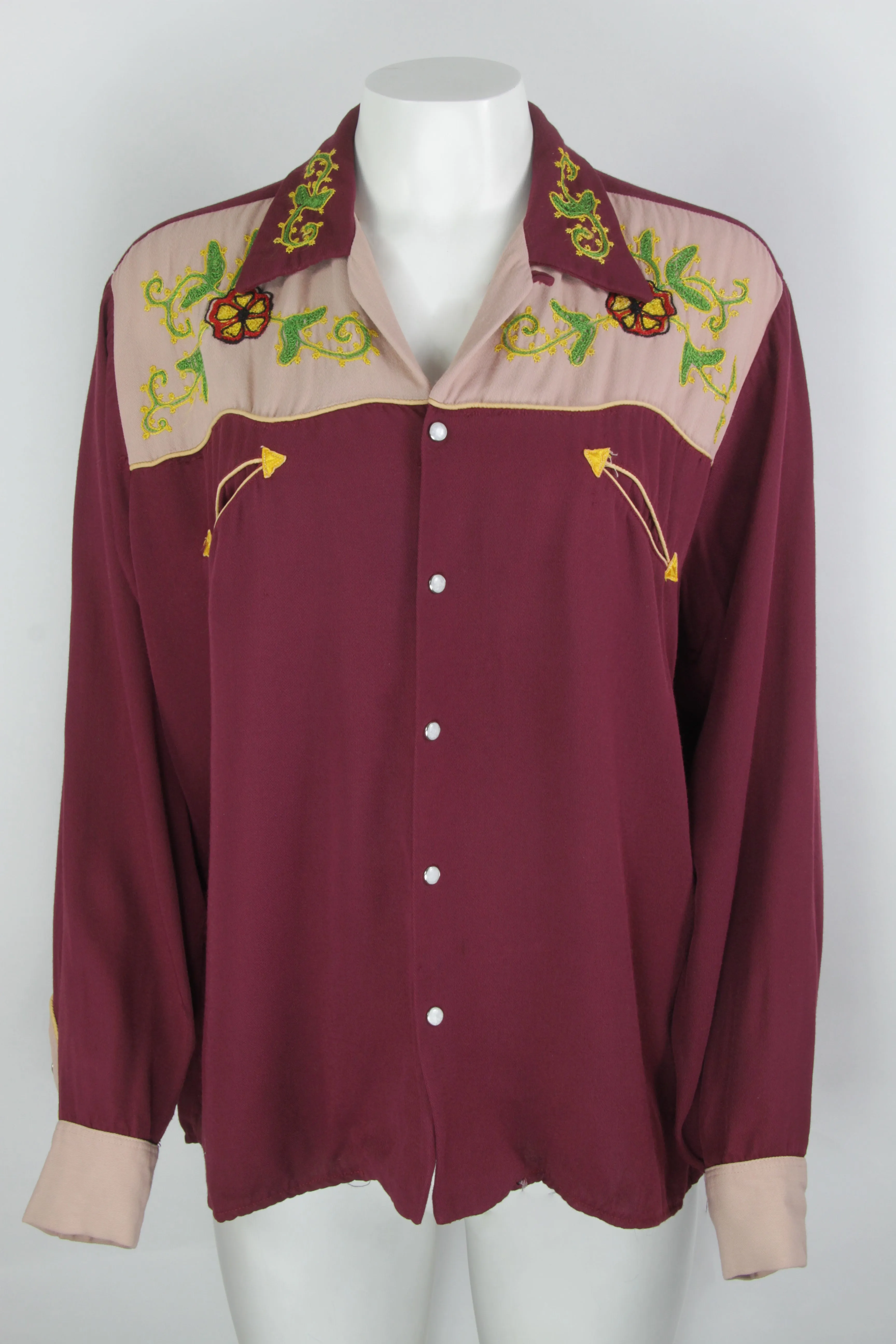 Vintage 50s Embroidered Rodeo Shirt - L
