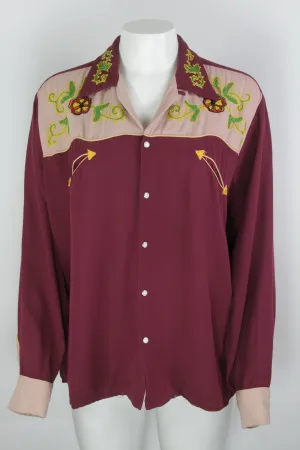 Vintage 50s Embroidered Rodeo Shirt - L