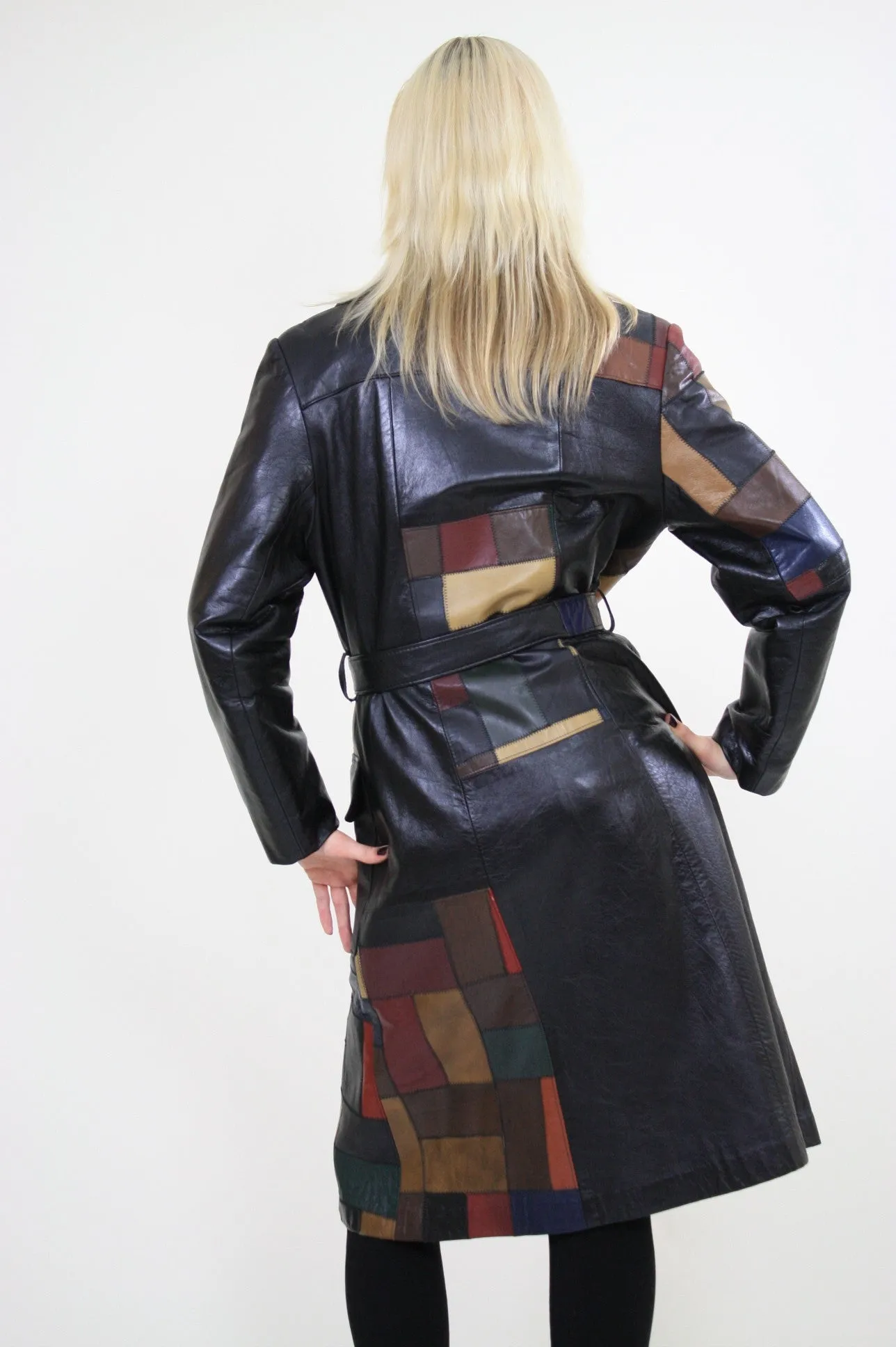 Vintage 70s Boho mod patchwork leather coat jacket