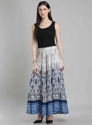 White & Blue Ombre Printed Culottes