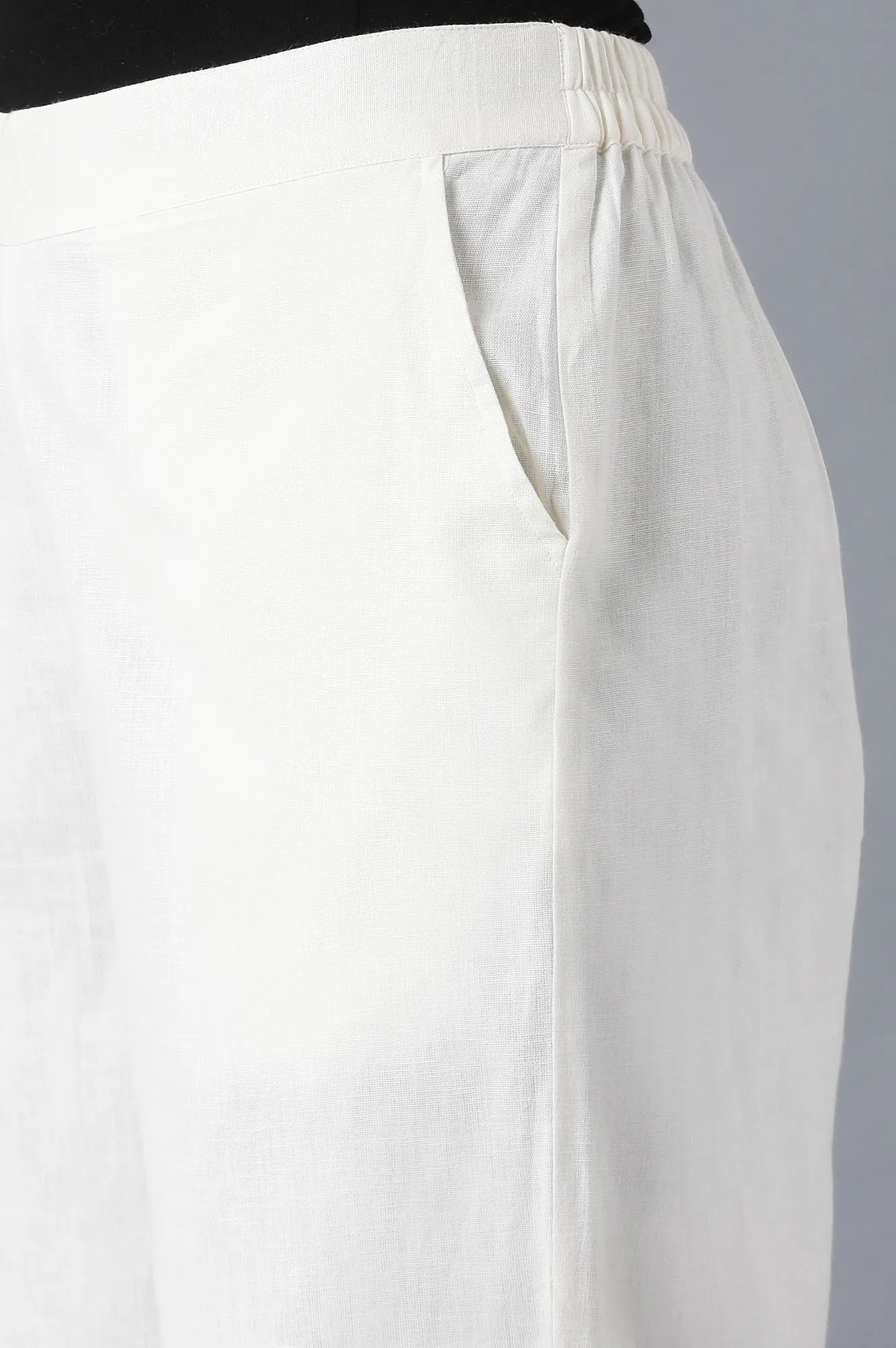 White Solid Cotton Culottes