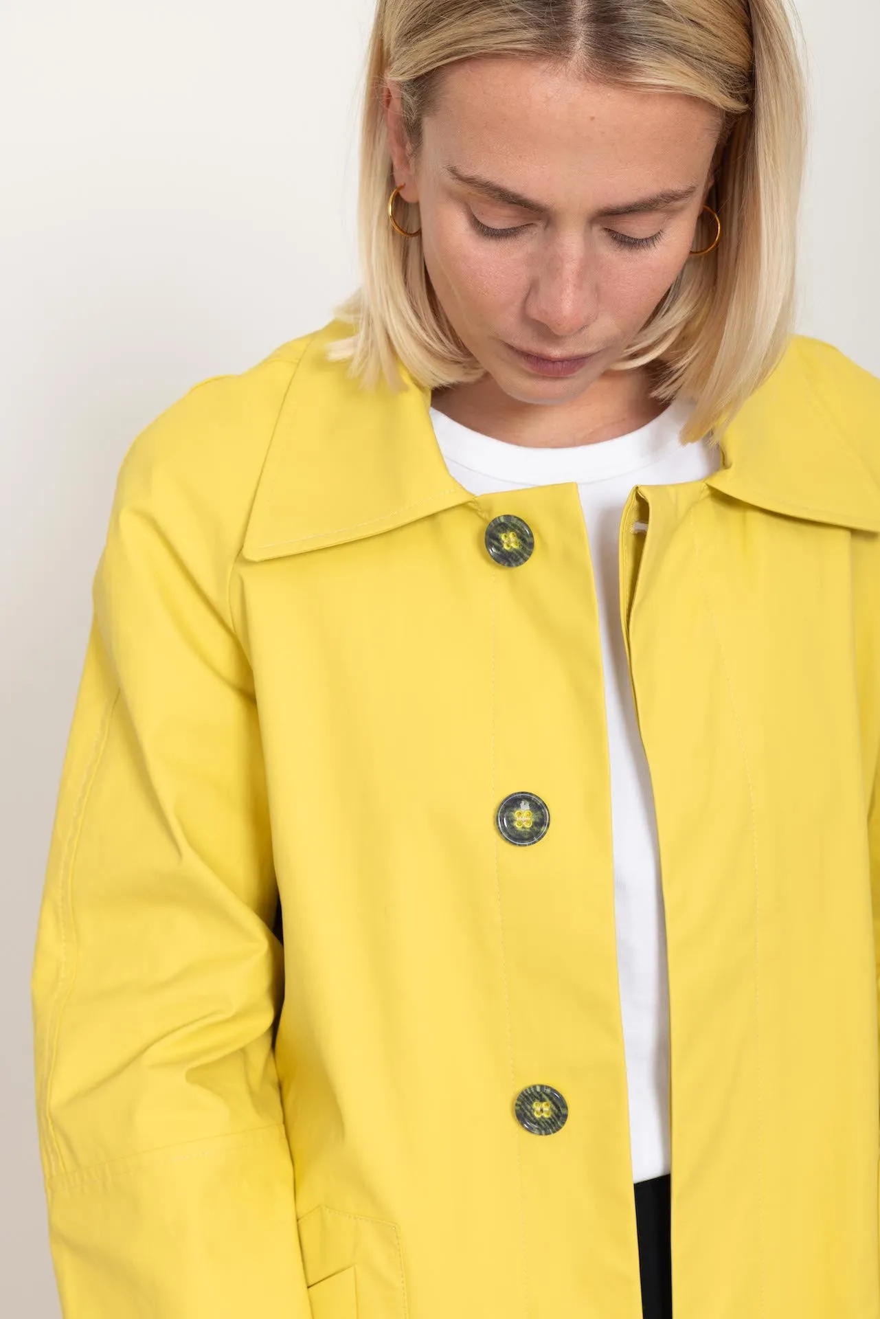 Yellow rubberized car coat